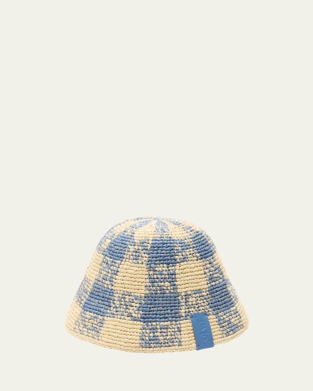 Raffia Crochet Check Bucket
